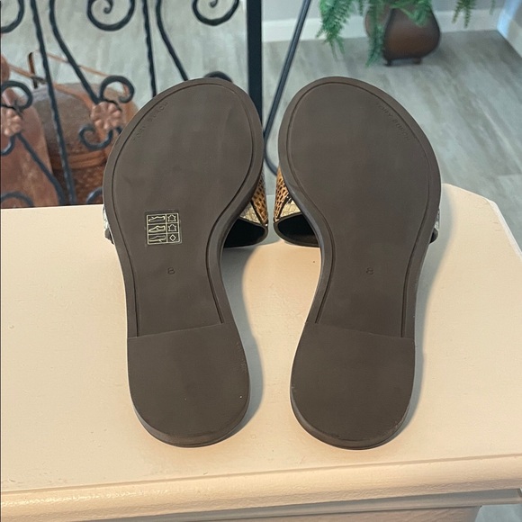 Tory Burch Everly Slide Diamant Snakeskin and Leather Sandals - Picture 7 of 7